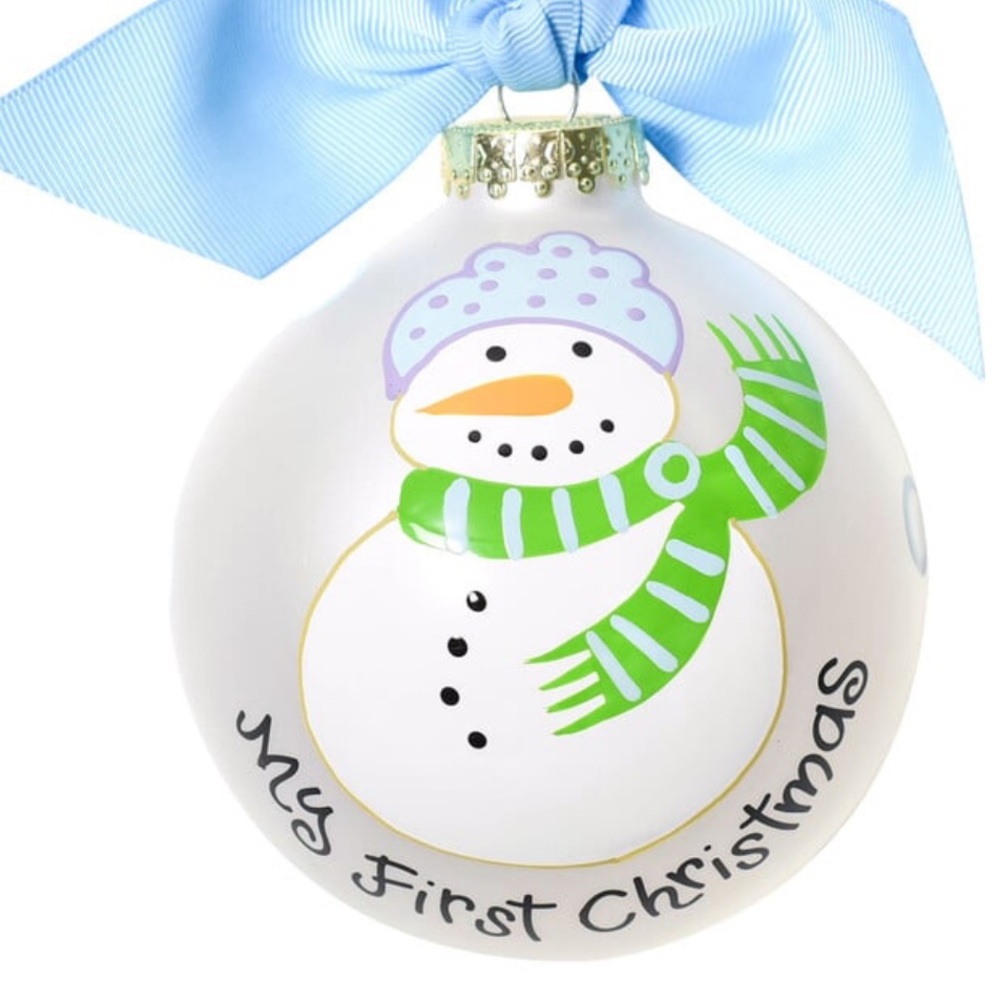 My First Christmas Glass Ornament Blue Snowman Maisonette by Coton Colors *NEW*